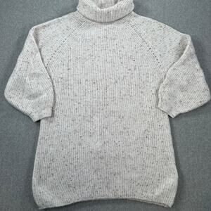 Blu Pepper Knit Tunic Sweater Dress Women's Large Turtleneck Chunky Cream